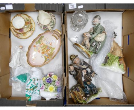 A collection of Royal Doulton, Hammersley etc: Doulton Figures, Royal Naples Capodimonte (A/F), Hammersley Trio, Victorian Lu