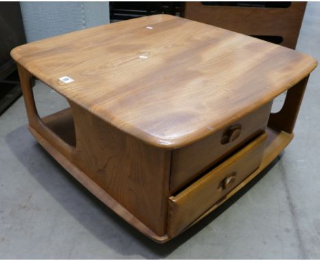 Ercol Coffee Table: Mid-Century Ercol Honey Elm Pandora's box coffee table 