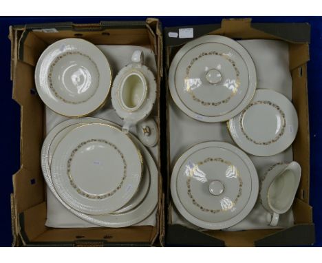 Royal Doulton dinner ware: Fairfax pattern, dinner plates (27cm), soup bowls (23cm), dessert plates (20cm), tureen with lid, 