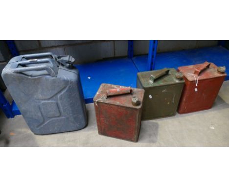 4 vintage petrol canisters 
