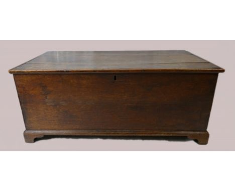 Early oak chest with candle box on bracket feet (94cm width x 45cm depth x 40cm height)