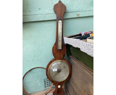 Banjo barometer in rosewood case with 2 steel dials