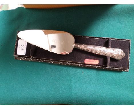 Stainless steel cake knife with serrated edge, the silver handle Sheffield 1961