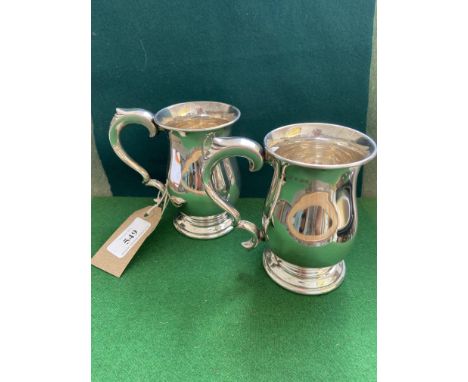 Fine pair of Georgian style silver half pint tankards (Sheffield 1940) (12 3/4 oz.)
