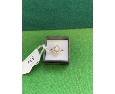 9ct. gold opal, ametheyst and zircon cluster ring (size U)