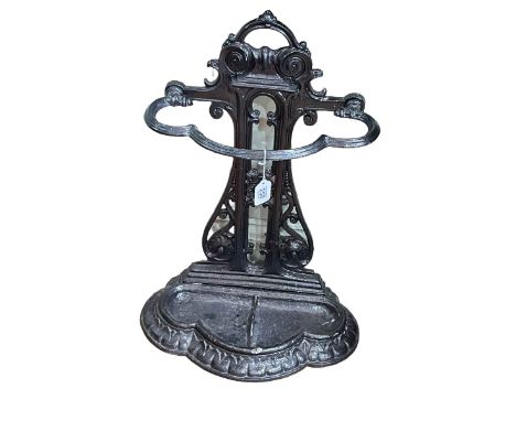 Cast iron stick stand, 67.5cm by 48cm.