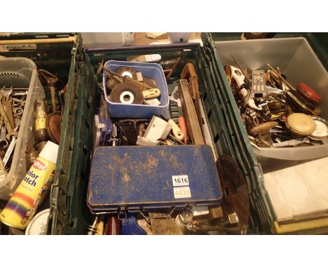 Three boxes of mixed tools including spanners, socket sets, vintage hand tools etc. Not available for in-house P&amp;P, conta