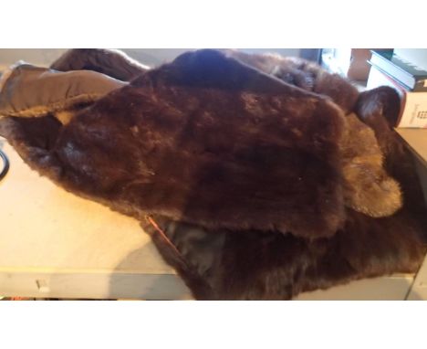 Two ladies vintage stoles in dark brown mink. Not available for in-house P&amp;P, contact Paul O'Hea at Mailboxes on 01925 65