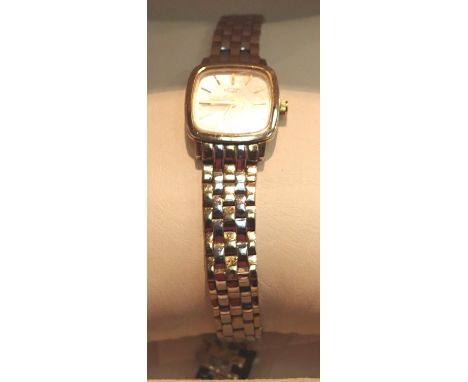 Rotary; ladies gold plated dress wristwatch with mother of pearl dial, boxed, working at lotting. P&amp;P Group 1 (£14+VAT fo