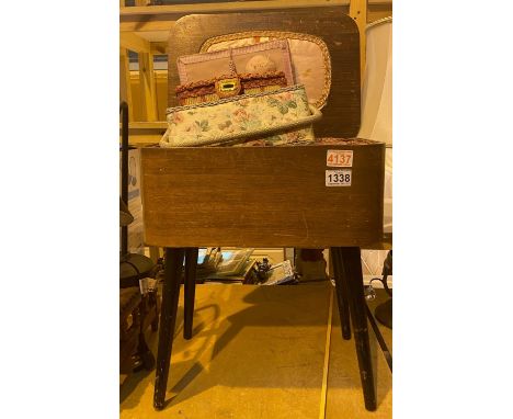 Vintage lidded sewing box with contents. Not available for in-house P&amp;P, contact Paul O'Hea at Mailboxes on 01925 659133 