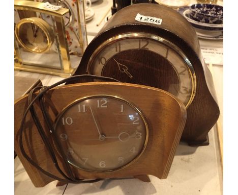 Oak cased Westminster chiming mantel clock and a Smiths Sectric mantel clock. Not available for in-house P&amp;P, contact Pau