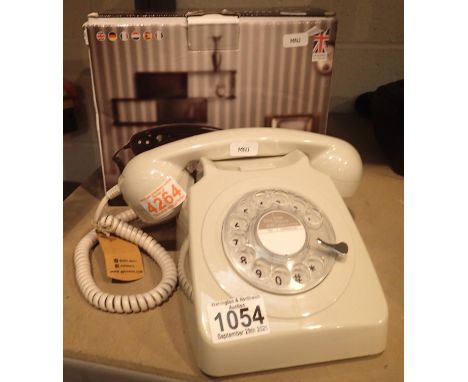 Ivory, GPO746 Retro rotary telephone replica of the 1970s classic, compatible with modern telephone banking and any standard 