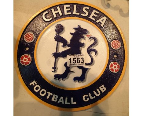 Cast iron Chelsea football club plaque, D: 24 cm. P&amp;P Group 2 (£18+VAT for the first lot and £3+VAT for subsequent lots) 