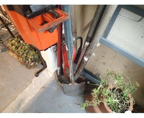 Selection of garden spades and other gardening tools. Not available for in-house P&amp;P, contact Paul O'Hea at Mailboxes on 
