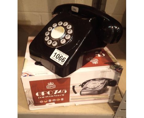 Black, GPO746 Retro push button telephone replica of the 1970s classic, compatible with modern telephone banking and any stan
