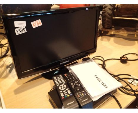 Samsung 18'' screen TV and Bush Freeview box. Not available for in-house P&P, contact Paul O'Hea at Mailboxes on 01925 659133