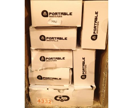 Box of six portable cassette players, walkman style and one CD player. P&amp;P Group 2 (£18+VAT for the first lot and £3+VAT 