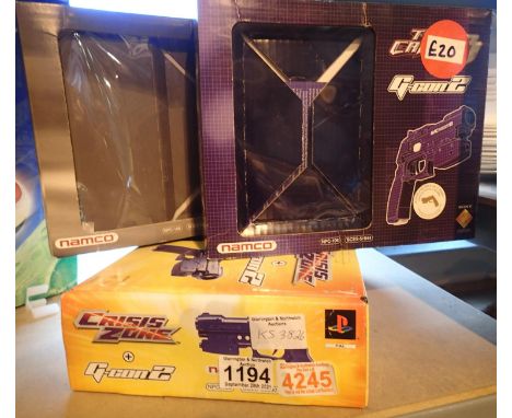 Three Playstation G-Conn 2 guns, boxed, no games included. P&amp;P Group 2 (£18+VAT for the first lot and £3+VAT for subseque