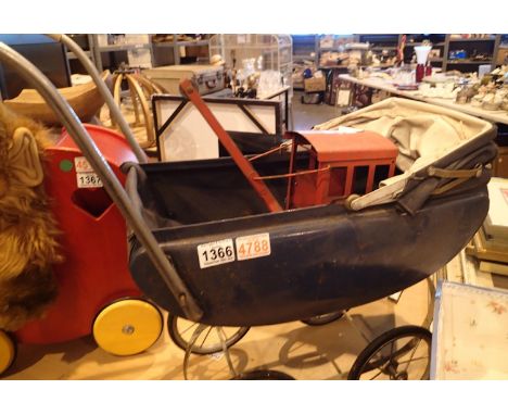 Vintage childs dolls pram and a Triang metal crane. Not available for in-house P&amp;P, contact Paul O'Hea at Mailboxes on 01