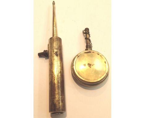 Two vintage brass oil cans including an Enots high pressure can. P&amp;P Group 2 (£18+VAT for the first lot and £3+VAT for su