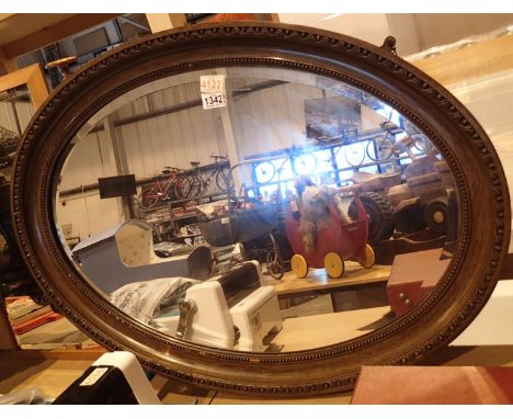 Bevelled edge mahogany vintage oval mirror. Not available for in-house P&amp;P, contact Paul O'Hea at Mailboxes on 01925 6591