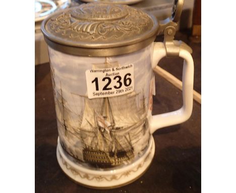 National Maritime Museum Royal Worcester 50th anniversary lidded tankard Nelsons Victory Ale Trafalgar. Not available for in-