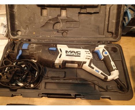 Macallister MERS900 reciprocating saw, W: 24 cm. Not available for in-house P&P, contact Paul O'Hea at Mailboxes on 01925 659