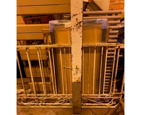 Large set of metal garden gate with one one metal end post. Not available for in-house P&amp;P, contact Paul O'Hea at Mailbox