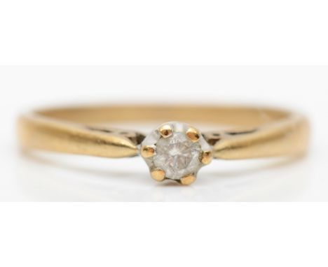 A 9ct gold single stone brilliant cut diamond ring, P, 1.9gm. 