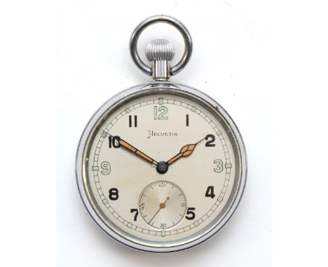 Helvetia, a British Military GS/TP keyless wind open face pocket watch, broad arrow, numbered 001780, working when catalogued