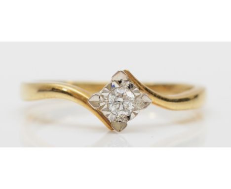 A 9ct gold brilliant cut diamond single stone ring, stated weight 0.10cts, N, 2gm 