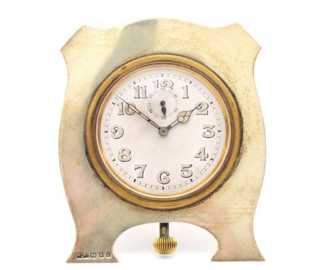 An Edwardian silver easel 8 day day clock, by Mappin &amp; Webb, London 1903, 10 x 8cm, working when catalogued