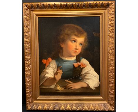 Victorian school, in the manner of John Russell, R. A., 'The Tethered Butterfly', oil on canvas, 51cmx 40cm. 