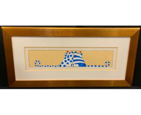 John K JamesLove Cats .... !monogrammed in pencil, proof stamped, 17cm x 64cm. 