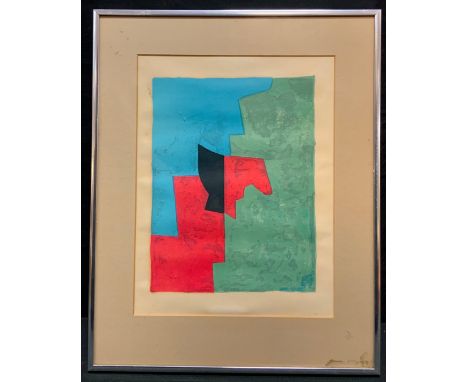 Serge Poliakoff (French 1900-1969), Composition Rouge Verte et Bleue, lithograph. labeled Redfearn gallery ltd, 13th January 