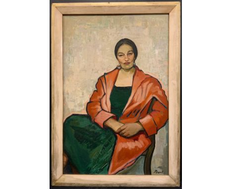 Bert Broomhead, A portrait of Paivio Westerlund Knighton, signed, oil on canvas, 61cm x 40.5cm. 