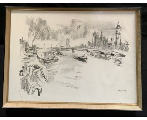 Oscar Kokoschka (Austrian 1886-1980) Port of London, signed and numbered lithograph, 61/75, 63cm x 89cm 