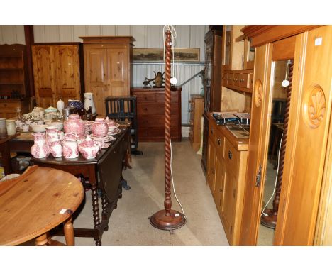A barleytwist column standard lamp and shade 