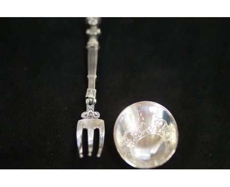 Continental silver folding spoon &amp; fork