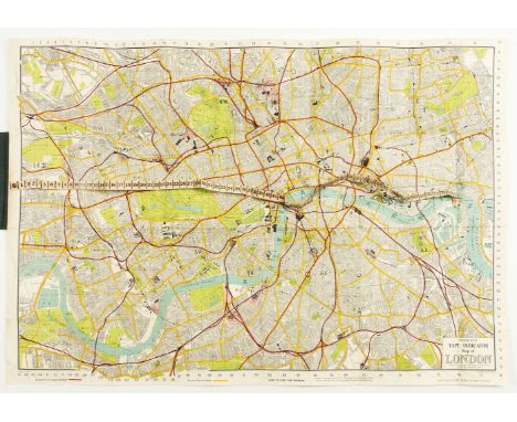 London.- Philip (George, &amp; Son) Philip's Tape Indicator Map of London Divided into Quarter-Mile Squares for Reference and