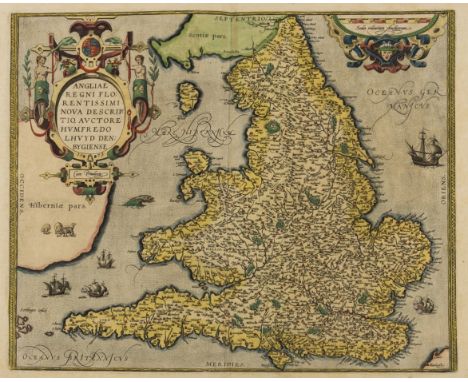 England and Wales.- Ortelius (Abraham) Angliae Regni Florentissimi Nova Descriptio, Auctore Humfredo Lhuyd Denbygiense, map o