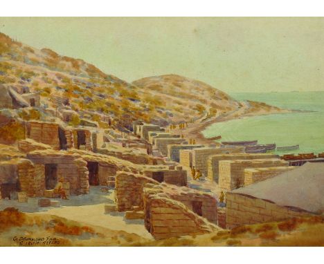 George Drummond-Fish (1876-1938) Irish. 'R Irish Rifles', A Coastal Scene with Figures, Watercolour, Signed and Inscribed 'R 