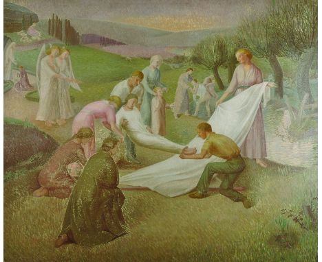 Circle of Stanley Spencer (1891-1959) British. A Religious Scene, Oil on Panel, 38" x 45.52,