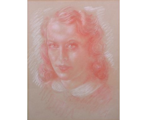 Ulrika Scott Forbes (20th Century) British. Portrait of Claudia Thompson (1942), Chalk, Inscribed on the reverse, 15.75" x 12