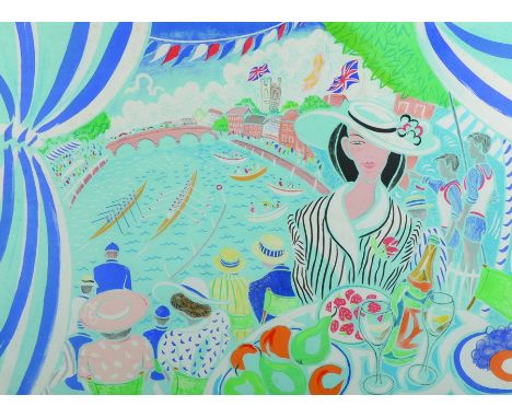 Nicholas Hely-Hutchinson (1955-   ) British. Henley Regatta, Lithograph, Signed and numbered 'AP V/L', in Pencil, 20" x 26.5"