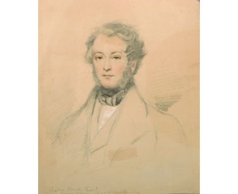 Attributed to William Carpenter (1818-1899) British. Portrait of 'Legros Clark, member of Salters Company', Pencil, Inscribed