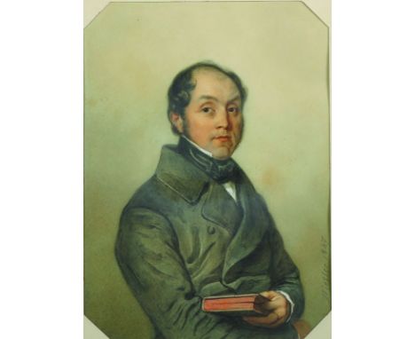 Jakob Diezler (1789-1855) German. Portrait of a Man, Watercolour, Signed and Dated 1847, 8.5" x 6.5".