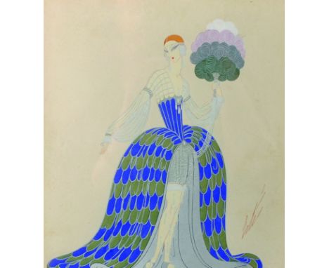Romain de Tirtoff 'Erte' (1892-1990) French. An Elegant Figure, Coloured Lithograph, 10" x 9".