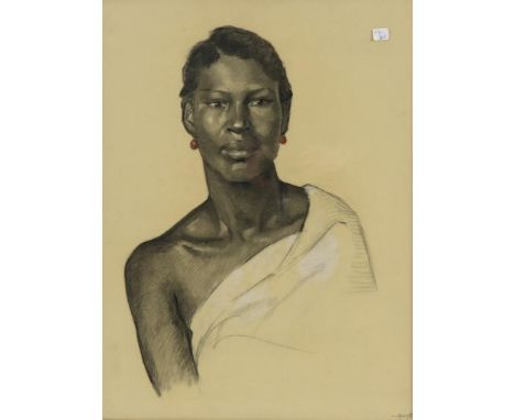 Unknown,  portrait of a lady, drawing 61 x 47 cm.Onbekend, zonder signatuur, gedat. maart 1935, portret van dame, tekening in