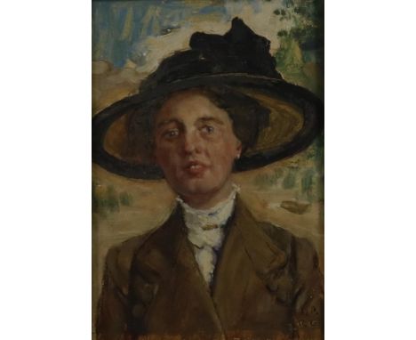 GRAAFLAND ROBERT (1875-1940), sign and dated 1913 l.r.,  Portret of Lady Ash van Wijck, panel 16 x 12 cm.GRAAFLAND ROBERT (18